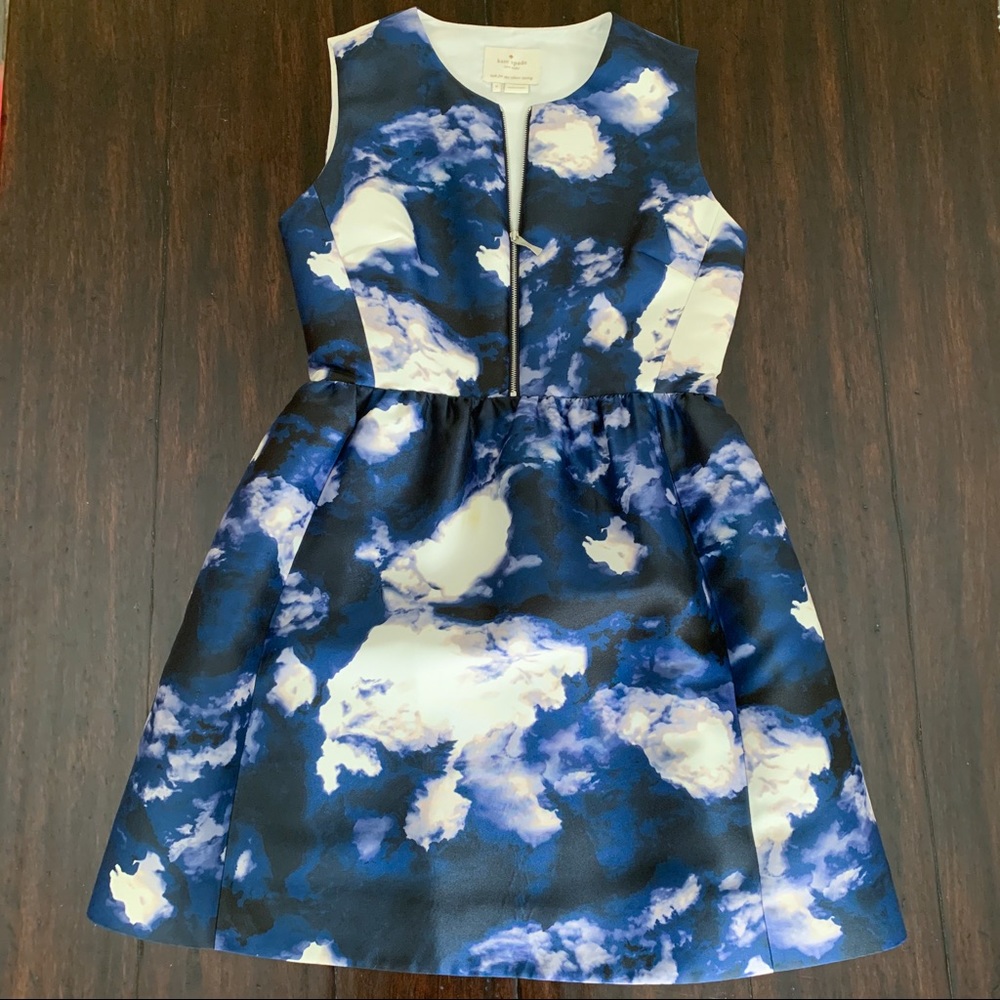 Kate Spade Blue and White Cloud Print Dress